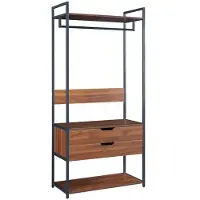 Helloshop26 Kleiderschrank - - Offenes Regal - 2 Schubladen - Schwarz Metall - 180 cm