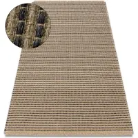 Rugsx Teppich JUTE 3652 schwarz / beige Linien - Jute, flachgewebt, Fransen 200x290 cm