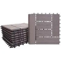 MCW WPC Bodenfliese Sarthe + Abschluss, Holzoptik Balkon/Terrasse, 11x je 30x30cm = 1qm Premium
