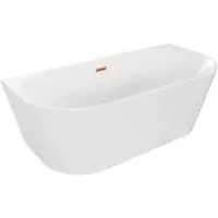 Mexen Oval freistehende Wandbadewanne 180 x 80 cm, weiß, gebürsteter Messing-Überlauf - 52671808000-65
