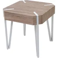 Mendler Couchtisch Genk H574, Beistelltisch, 52x50x50cm Eiche, helle Metall-Füße
