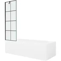 Mexen Vega rechteckige Badewanne 160 x 70 cm mit Verkleidung und 1-flügliger Duschabtrennung 60 cm, Schwarzes Design - 550116070