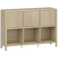 Helloshop26 Kommode - - Zeitloses Modell - 3 offene Fächer - 3 geschlossene Fächer - Eiche-Effekt