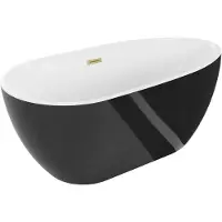 Mexen Eos freistehende Badewanne 170 x 75 cm, weiß/schwarz, gebürsteter Goldüberlauf - 52471707575-55