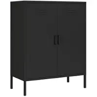 Helloshop26 Schrank Büro - - Metallisch - 2 Türen - 2 verstellbare Regale - Matt schwarz