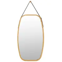 Helloshop26 Wandspiegel - - 77 x 44 cm - Bambusrahmen - Verstellbarer Lederriemen - HD-Glas