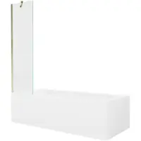 Mexen Vega rechteckige Badewanne 150 x 70 cm mit Verkleidung und 1-flügliger Duschabtrennung 50 cm, transparent, gold - 55011507