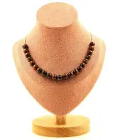 Bijoux Steine und Mineralien. Halskette mit 20 Perlen aus rotem Tigerauge 8 mm. Edelstahlkette Halskette für Frauen, Männer. Personalisierte Größe.