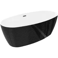 Mexen Lira freistehende Badewanne Muster 170 x 80 cm, weiß/schwarz, Überlauf Gun Gray gebürstet - 52831708075-66