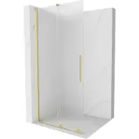 Mexen Velar Duschwand schiebbar Walk-in 85 x 200 cm, satiniert 8 mm, gebürstetes Gold - 871-085-000-33-55