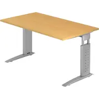 Bümö Schreibtisch Serie-U - Nachbildung: Buche, Gestell: Silbergrau, Größe: 140 x 80 cm