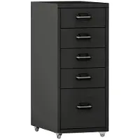 Helloshop26 Büroschrank - - 5 Schubladen - Schwarz - Metall - Mit Rollen