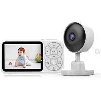 Semoic Neues 3,5-Zoll-RGB-Nachtlicht-Babyphone mit Nachtsicht-Temperaturerkennung, Sprach-Gegensprechanlage, Baby-Nanny-Überwachungskamera