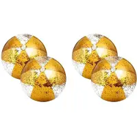 Tlily 4 Stück 16 Zoll Aufblasbare Wasserbälle Gold Konfetti Poolbälle für Schwimmbad für Erwachsene Sommergeburtstagsfeier Gold