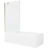 Mexen Vega rechteckige Badewanne 160 x 70 cm mit Verkleidung und 1-flügliger Duschabtrennung 100 cm, transparent, gold - 5501160