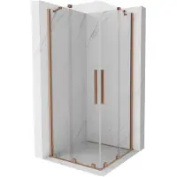 Mexen Velar Duo ausziehbare Duschabtrennung 80 x 80 cm, transparent, Kupfer gebürstet - 871-080-080-02-65