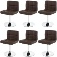 Mendler 6er-Set Esszimmerstuhl Drehstuhl Stuhl Cadiz Kunstleder Chrom braun