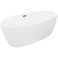 Mexen Lira freistehende Badewanne Modell 170 x 80 cm, weiß, schwarzer Überlauf - 52831708000-70