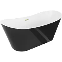 Mexen Montana freistehende Badewanne 180 x 90 cm, weiß/schwarz, gebürstete goldene Überlauf