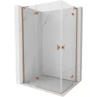 Mexen Mist-H L Duo Duschkabine Schwingtür 100 x 90 cm, transparent, gebürstetes Kupfer - 8A5L-100L-090P-65-00