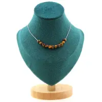 Bijoux Edelsteine und Mineralien. Halskette mit 10 Perlen Tigerauge 6 mm. Kette aus Edelstahl Halskette für Frauen, Männer. Größe anpassbar