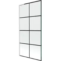Mexen Next L Badewannenabtrennung 1-flügelig 90 x 150 cm, schwarzes Muster, weiß - 895-090-000-03-77-20