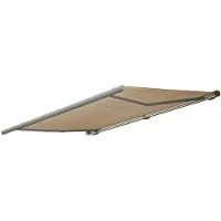 Mendler Elektrische Kassettenmarkise H124, Markise Vollkassette 5x3m Polyester Creme, Rahmen grau
