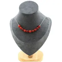 You do it Steine und Mineralien. Halskette mit 10 Perlen aus rotem Achat 8 mm. Edelstahlkette für Damen und Herren. Anpassbare Größe.