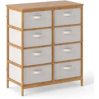 Helloshop26 Kommode - - 8 Schubladen - Bambus - Beige - 80x40x94 cm