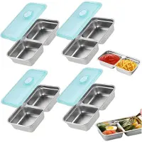Torribaly 4 stücke Snack Container, Edelstahl Doppel Fach Container wi