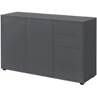 Helloshop26 Stilvolle Kommode, praktisches Aufbewahrungsmöbel mit 2 Schubladen, 3 Türen, Spanplatten 74