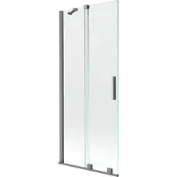 Mexen Velar Badewannenaufsatz, 2-flügelig, verschiebbar, 80 x 150 cm, transparent, Gun Metal - 896-080-000-01-95