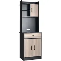 Helloshop26 Küchenbuffet - - 60 x 40 x 180 cm - 3 Schubladen - Schwarz - MDF und nachhaltiges Holz