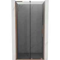 Mexen Velar L Schiebetür Dusche 100 cm, Grafit, gebürstetes Kupfer - 871-100-003-41-65