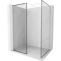 Mexen Kioto Duschwand Walk-in 120 x 100 cm, schwarzes Muster, weiß - 800-120-202-20-70-100