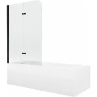 Mexen Vega Rechteckbadewanne 170 x 70 cm mit Verkleidung und 2-flügeliger Blende 100 cm, Transparent, Schwarz - 550117070X901002