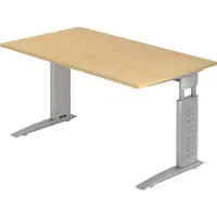 Bümö Schreibtisch Serie-U - Nachbildung Ahorn, Gestell: Silbergrau, Größe: 140 x 80 cm