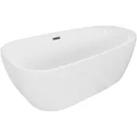 Mexen Giada freistehende Badewanne 170 x 90 cm, weiß glänzend, Überlauf gun gray gebürstet - 52741709000-66