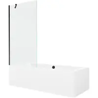 Mexen Cube rechteckige Badewanne 180 x 80 cm mit Verkleidung und 1-flügliger Duschabtrennung 90 cm, transparent, Schwarz - 55051