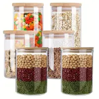 MaxPower 4/6 Stück, 800 ml, Frischhaltedose aus Glas mit Bambusdeckel, 6 Stück