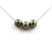 Bijoux Steine und Mineralien. Halskette mit 3 Pyrit-Perlen aus Spanien 8 mm Kette aus Edelstahl.
