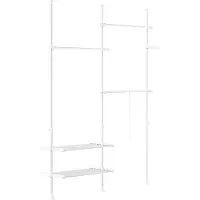 SoBuy Freistehender begehbarer Schrank - Ausziehbarer Kleiderschrank / Lagerschrank - B145 x T42.4 x H227 cm - Weiß
