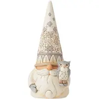 Enesco Jim Shore Heartwood Creek White Woodland Gnome with Owl Figurine 807 Inch Multicolor