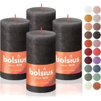 Bolsius 4er-Pack schwarze (sturmgraue) rustikale Stumpenkerzen 2,75 x 5 Zoll Premium-Qualitt in Europa natrliches, umweltfreundliches Wac