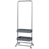 Helloshop26 Kleiderschrank Kleiderständer Kleideraufhänger Garderobe Offener Kleiderschrank 175 x 58 x 36 cm grau