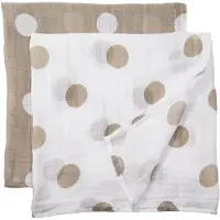 Lulujo Lange Musselin-Pack von 2 - taupe Punkte - Weiß - Unisex
