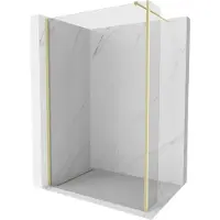 Mexen Kioto Duschwand Walk-in 180 x 40 cm, transparent, gebürstetes Gold - 800-180-212-55-00-040