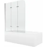 Mexen Cubik Rechteckbadewanne 150 x 70 cm mit Verkleidung und 3-flügeliger Blende 120 cm, Transparent, Chrom - 550315070X9012030