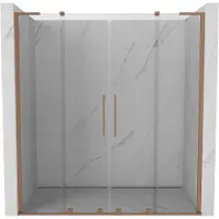 Mexen Velar L Duo Schiebeduschtüren 200 cm, transparent, gebürstetes Kupfer - 871-200-003-02-65
