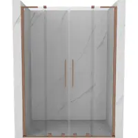 Mexen Velar L Duo Schiebetüren 140 cm, transparent, gebürstetes Kupfer - 871-140-003-02-65